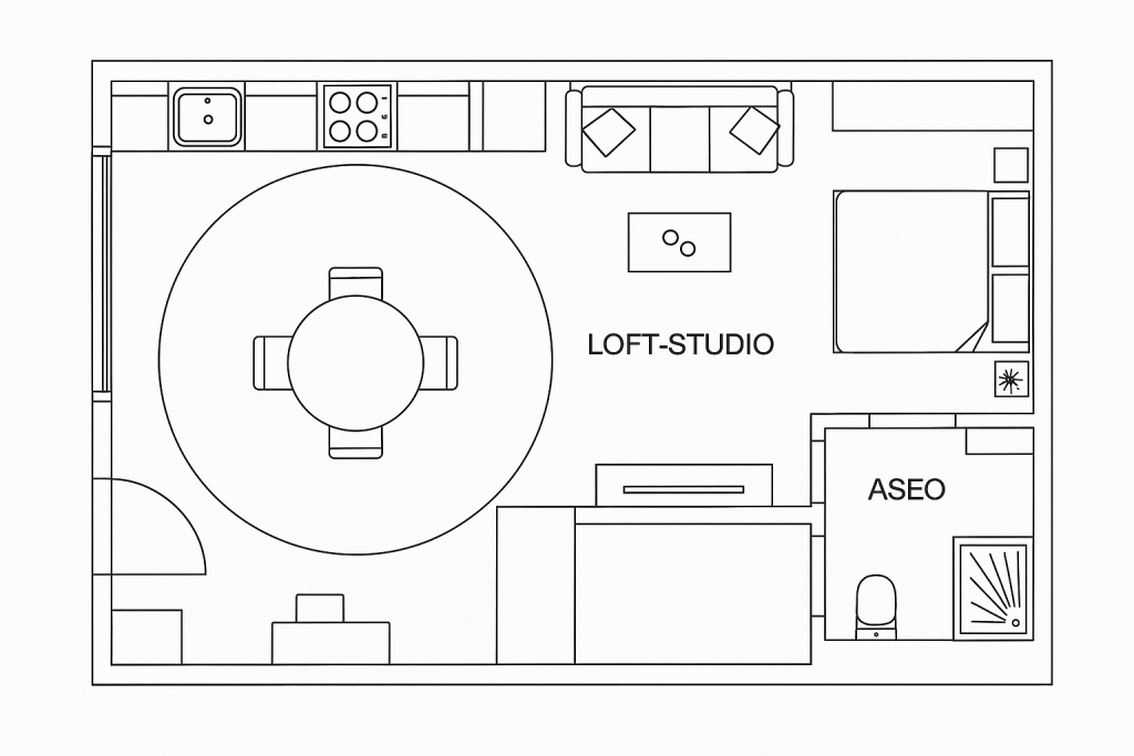 plano original de loft reformado en carlos haya malaga