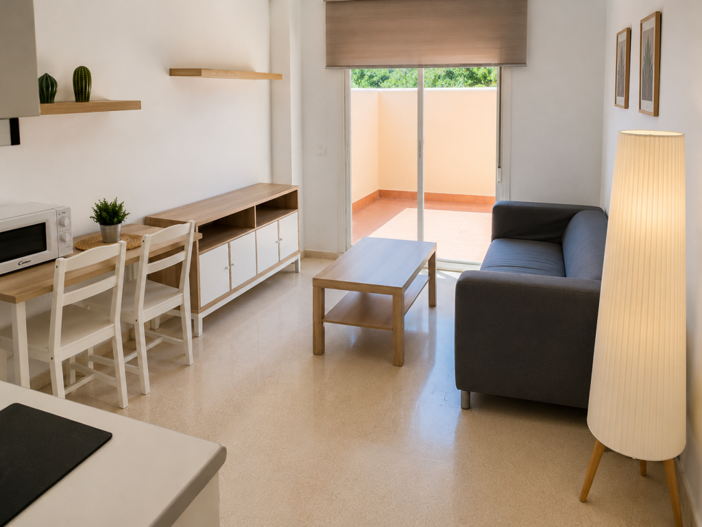 salon desde otro angulo en piso en alquiler en teatinos malaga